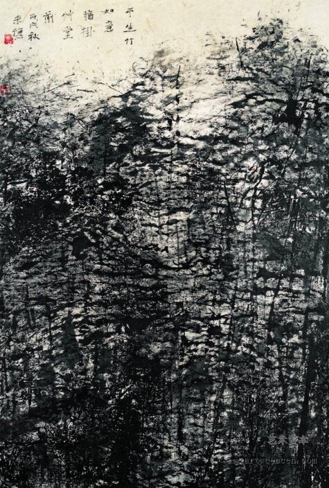 平生竹如意 曾来德 焦墨 136X68cm 2008年